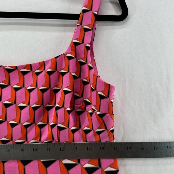 Diane Von Furstenberg Mini Shift Dress Sz S Sleeveless Squareneck Geometric Pink - Picture 8 of 16